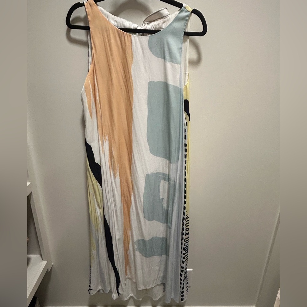 Chico's Pastel Abstract Maxi Dress and Kimono.